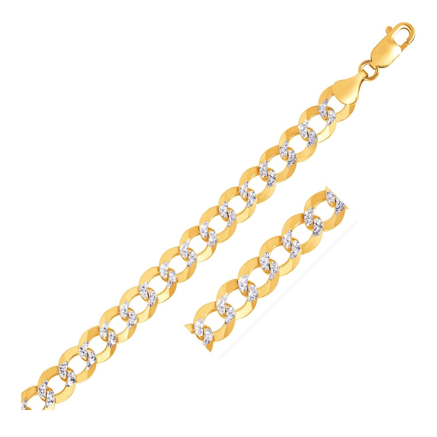 10 Mm 14K Two Tone Gold Pave Curb Chain