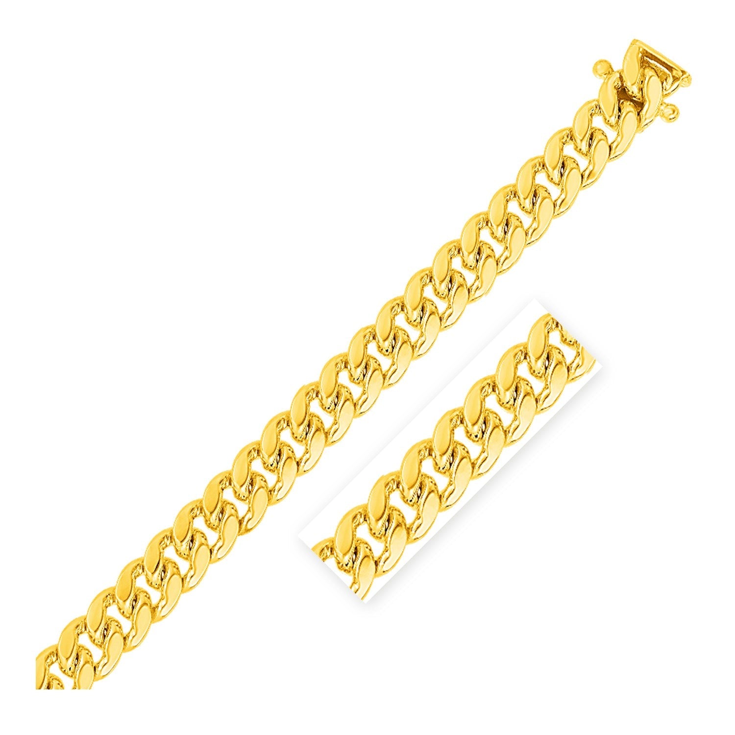 10.0Mm 14K Yellow Gold Classic Miami Cuban Solid Chain