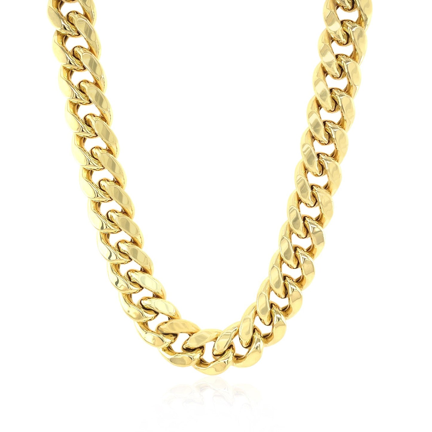 10.75Mm 10K Yellow Gold Semi Solid Miami Cuban Chain