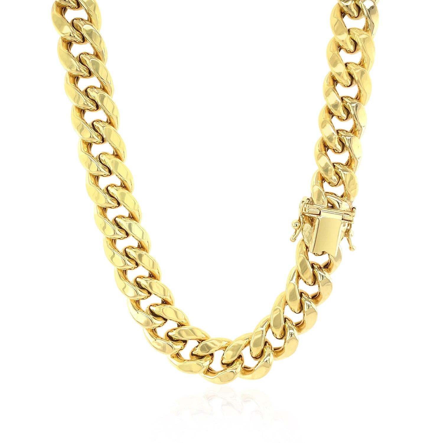 10.75Mm 10K Yellow Gold Semi Solid Miami Cuban Chain