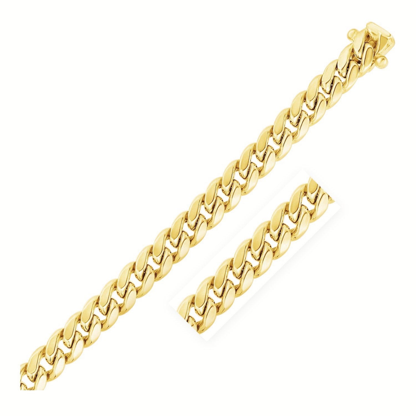 10.75Mm 10K Yellow Gold Semi Solid Miami Cuban Chain