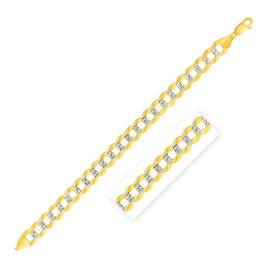 11.23 Mm 14K Two Tone Gold Pave Curb Chain