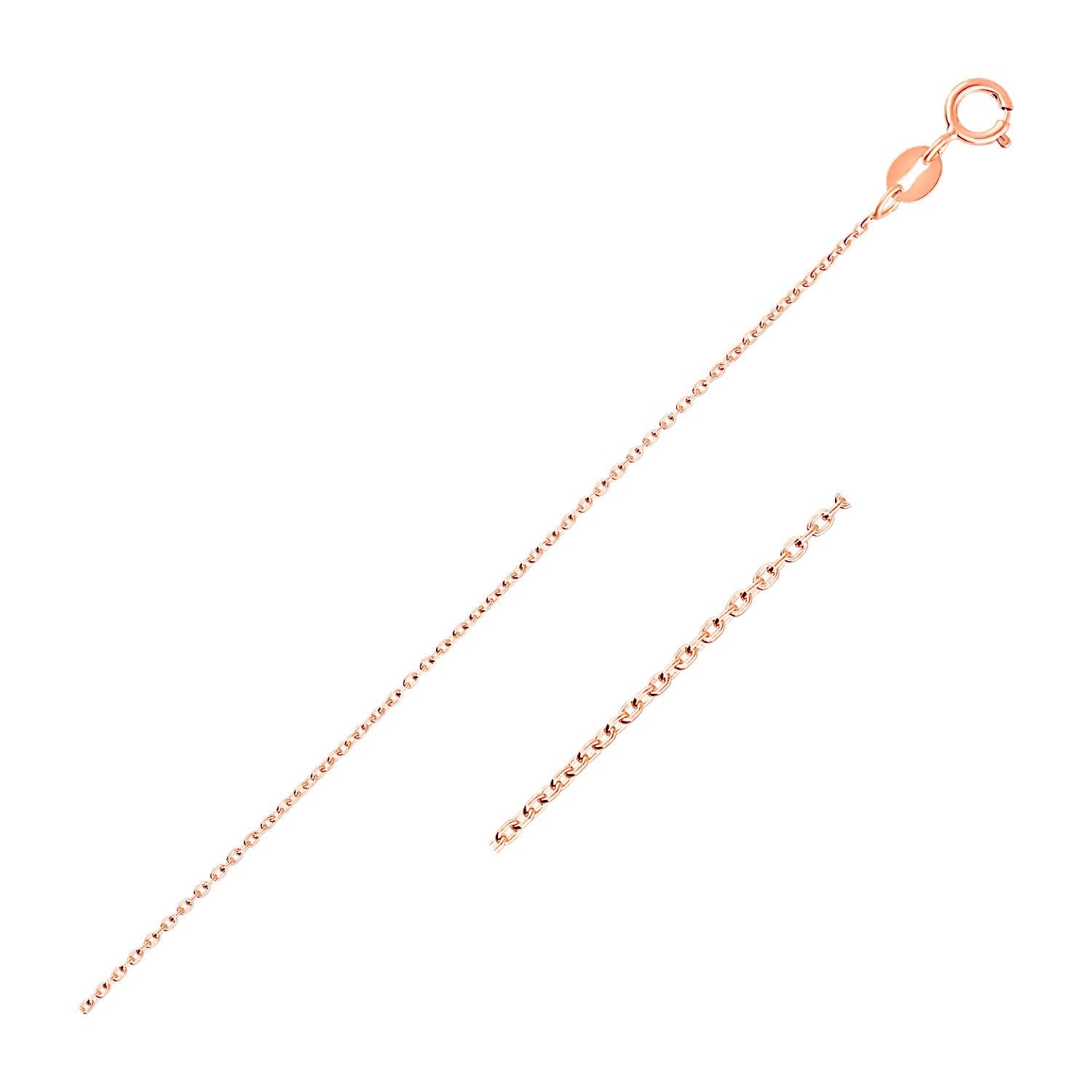 14K Pink Gold Oval Cable Link Chain 0.7Mm