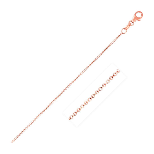 14K Pink Gold Round Cable Link Chain 1.1Mm