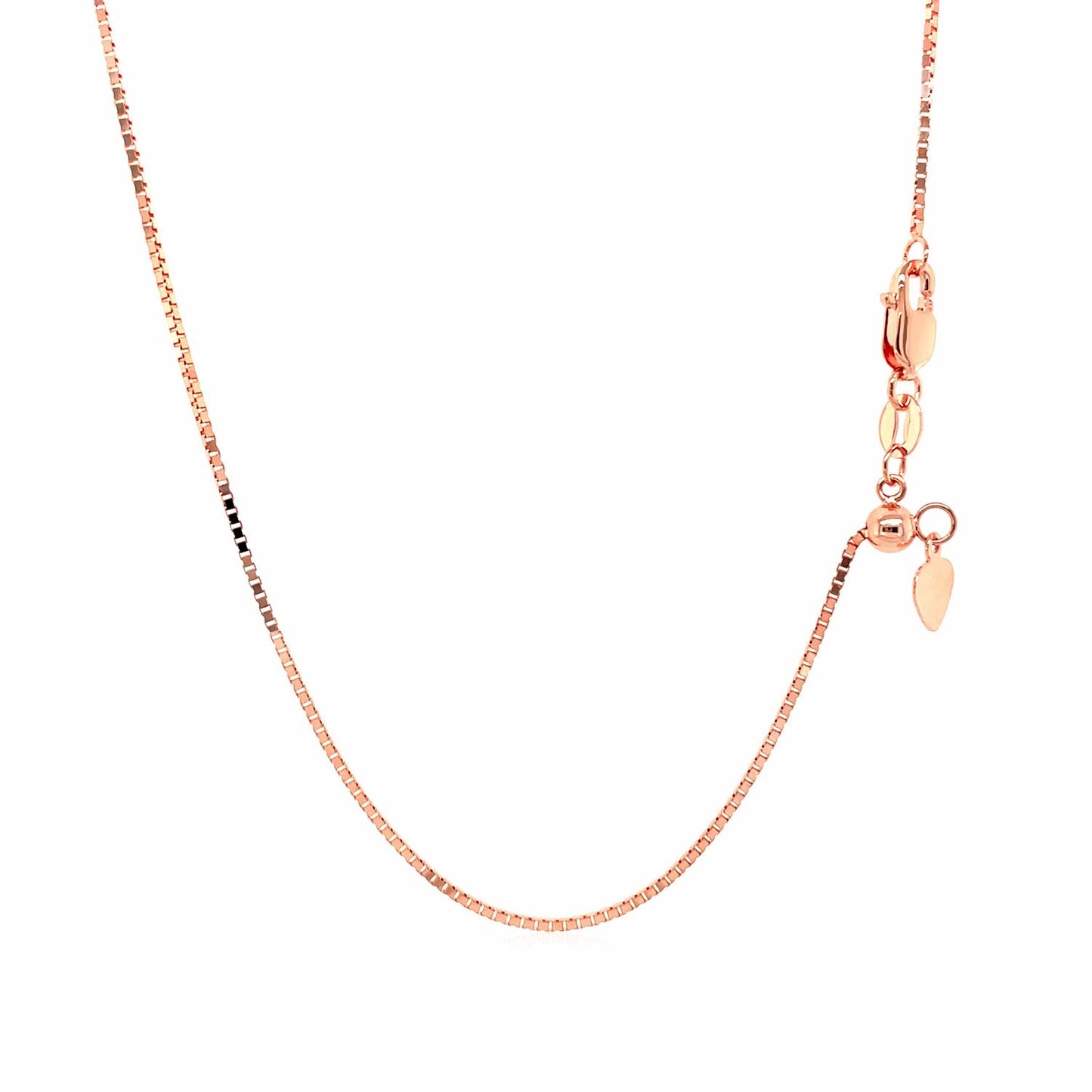 14K Rose Gold Adjustable Box Chain 0.85Mm