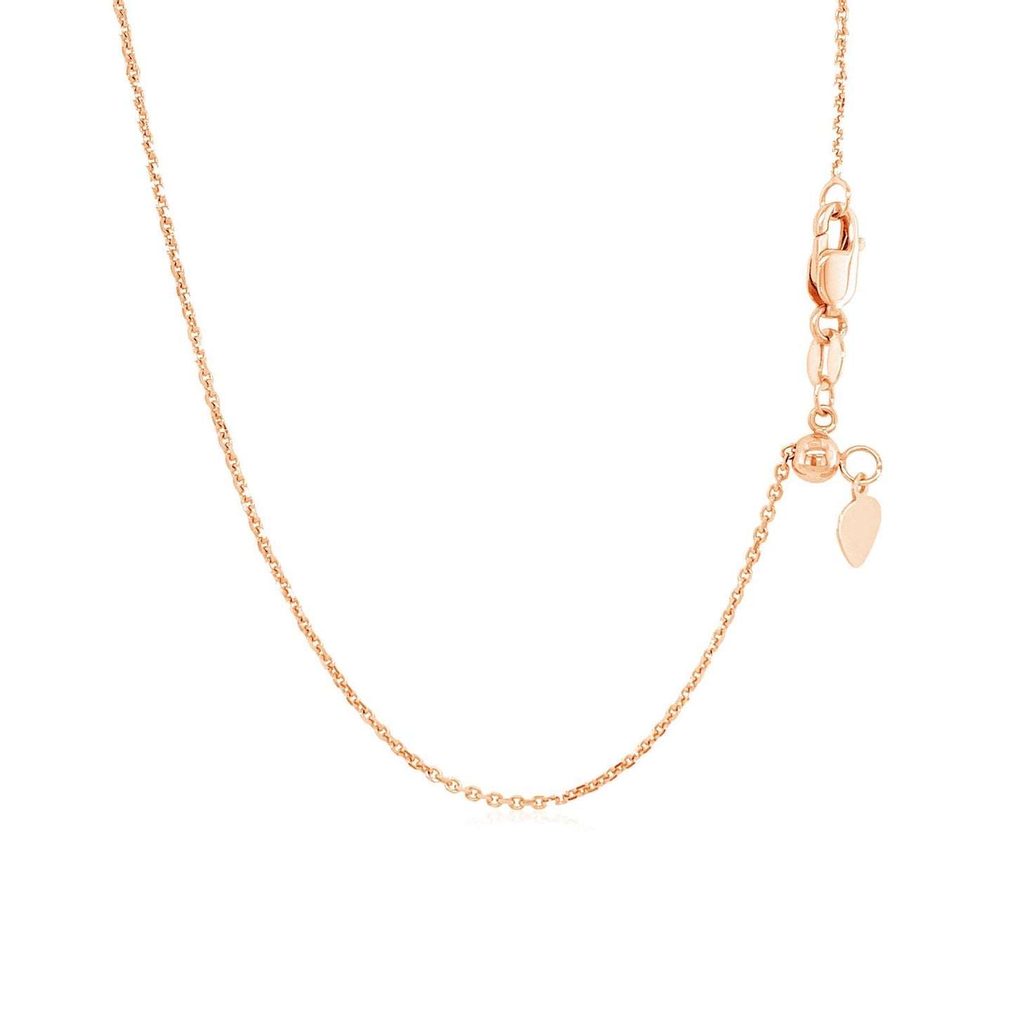 14K Rose Gold Adjustable Cable Chain 0.9Mm