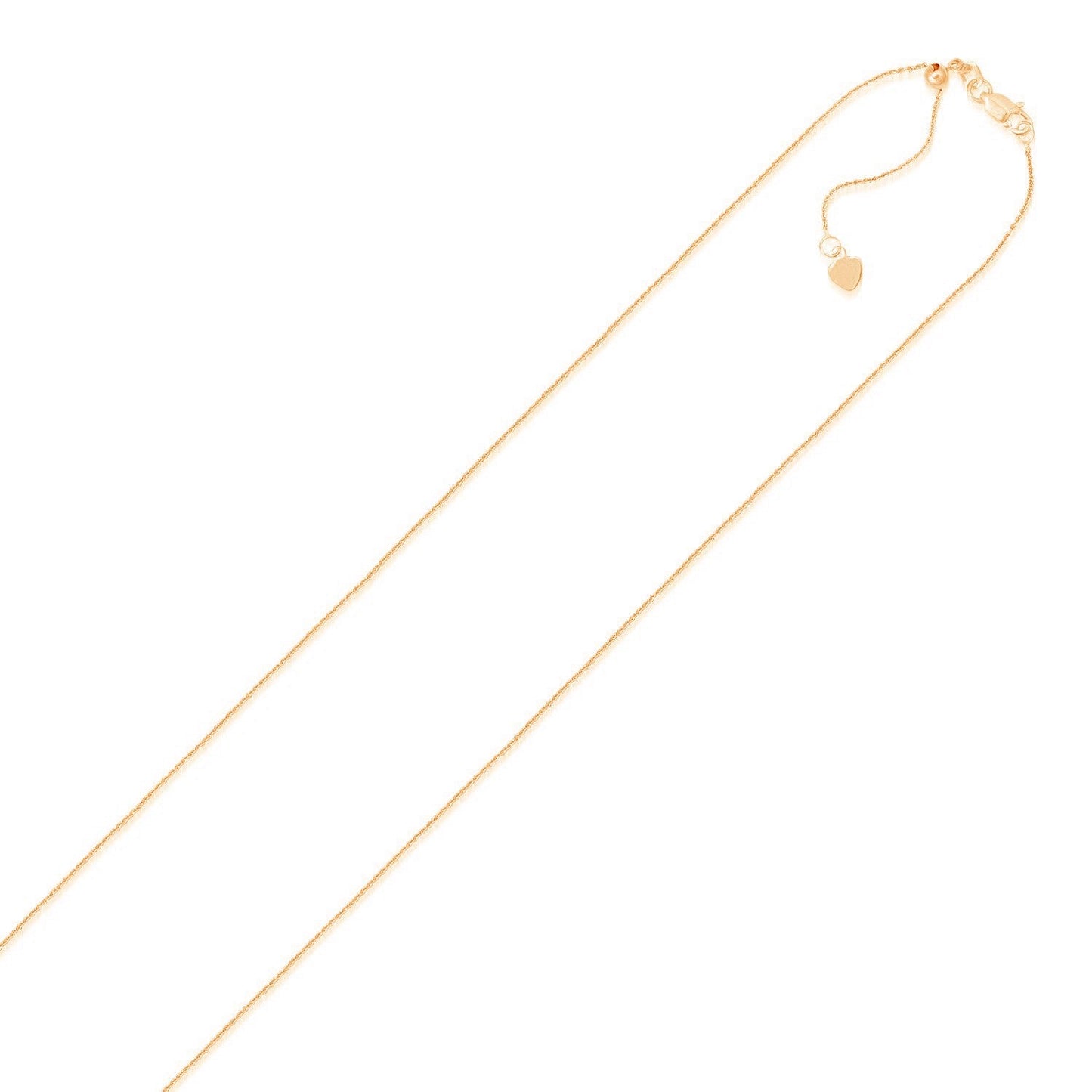 14K Rose Gold Adjustable Cable Chain 0.9Mm