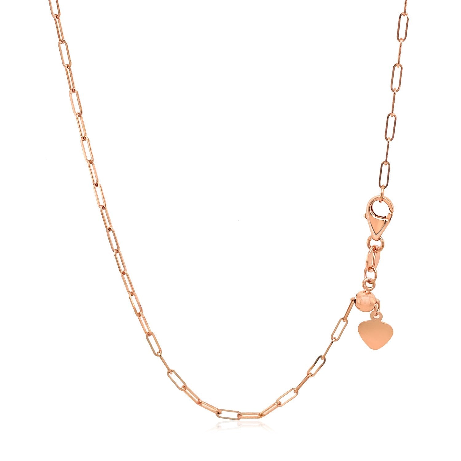 14K Rose Gold Adjustable Paperclip Chain 1.5Mm