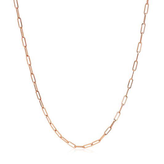 14K Rose Gold Adjustable Paperclip Chain 1.5Mm