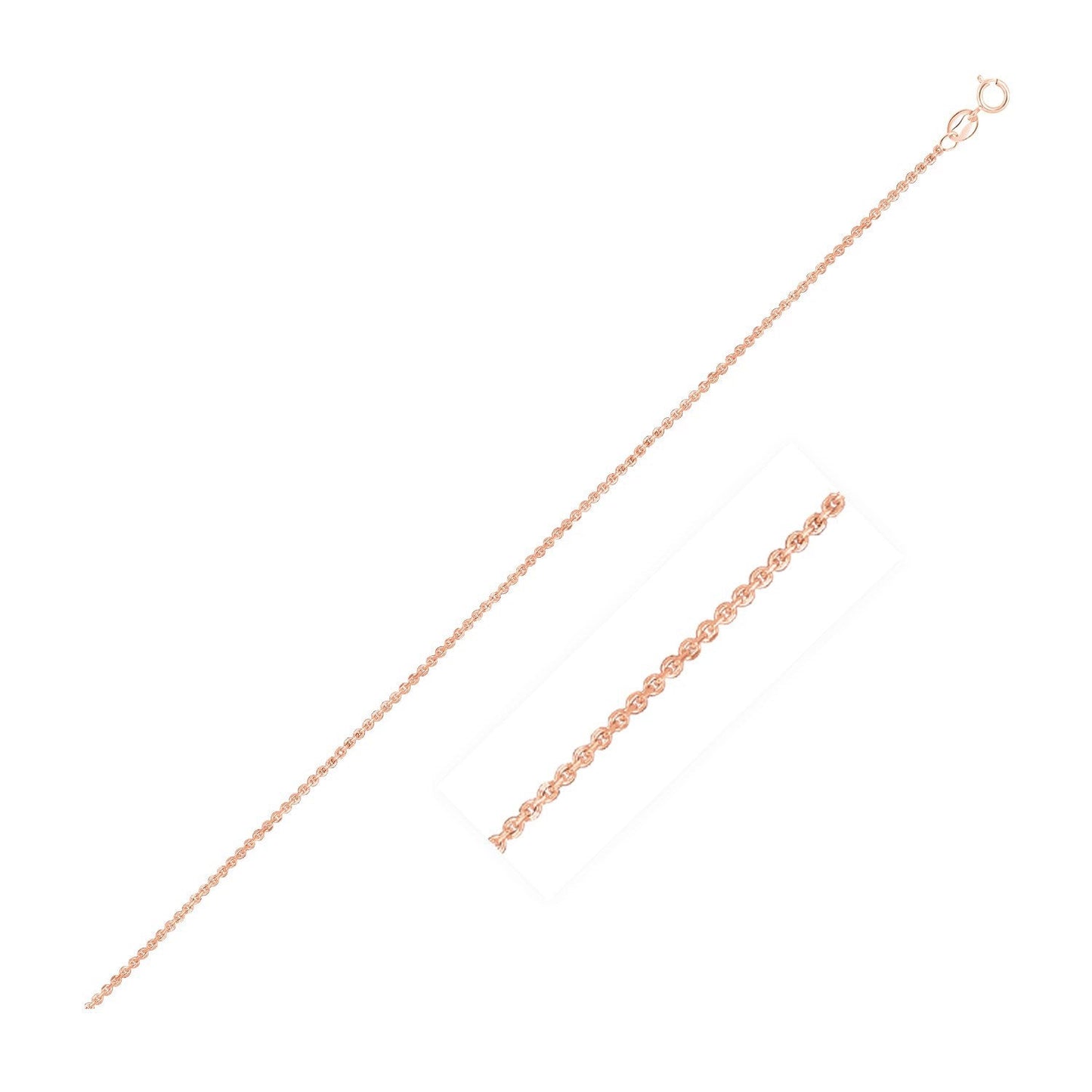 14K Rose Gold Cable Link Chain 0.5Mm