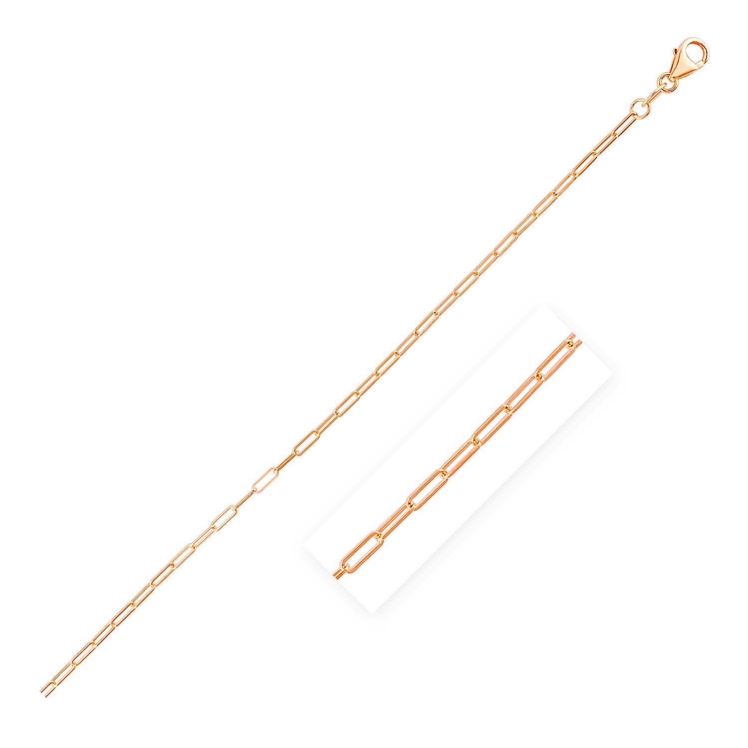 14K Rose Gold Fine Paperclip Chain (1.5Mm)