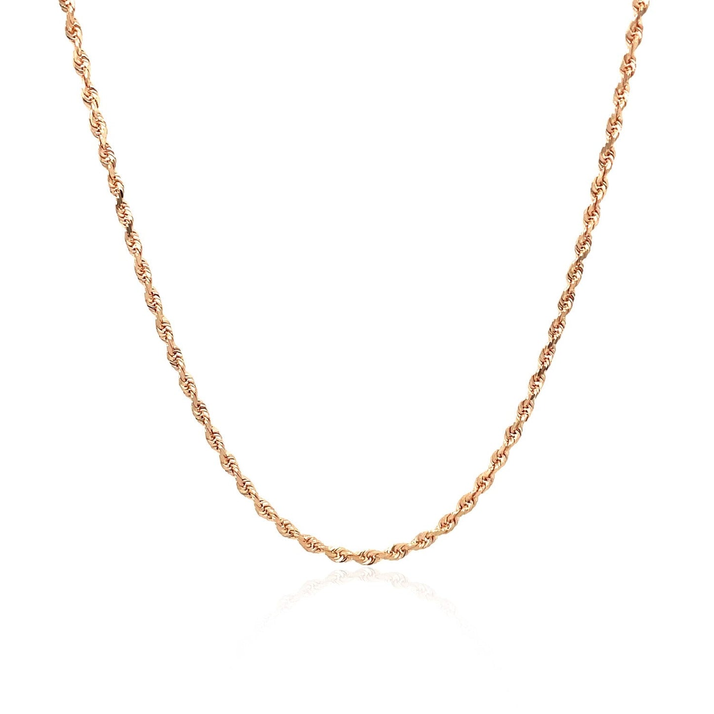 14K Rose Gold Solid Diamond Cut Rope Chain 1.5Mm