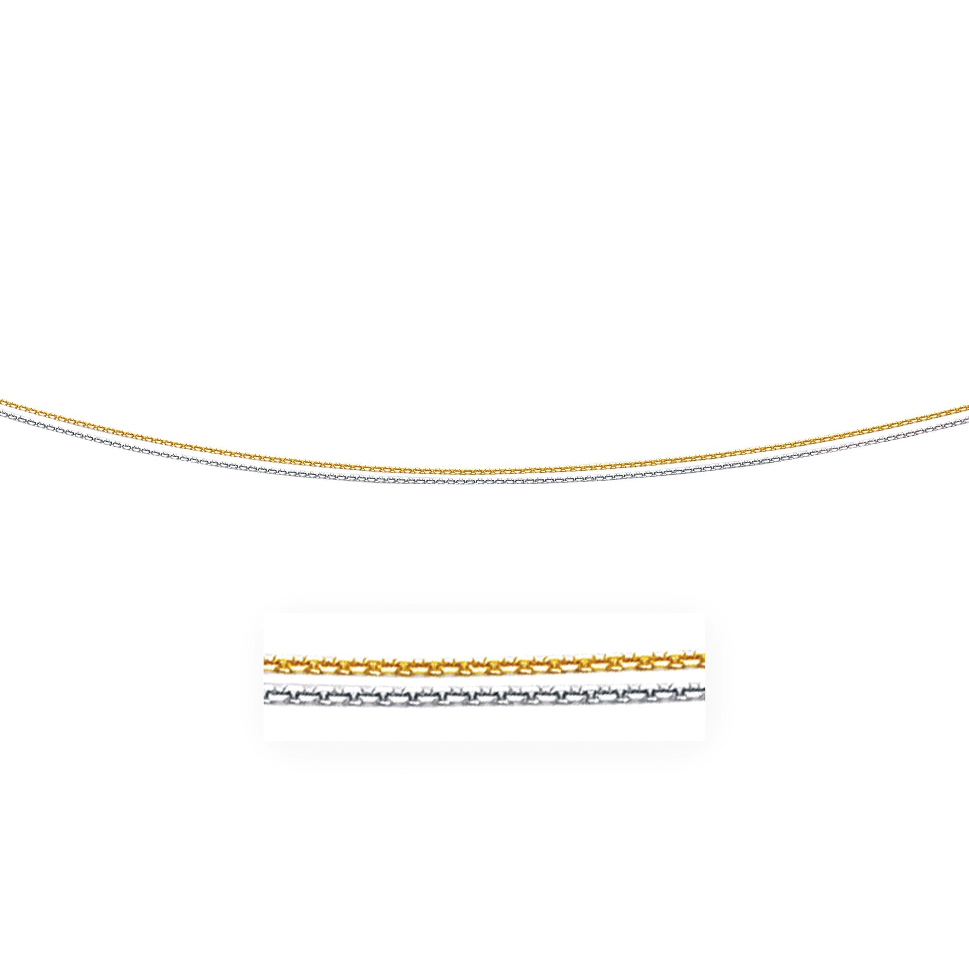 14K Two-Tone Double Strand Cable Pendant Chain 1.1Mm