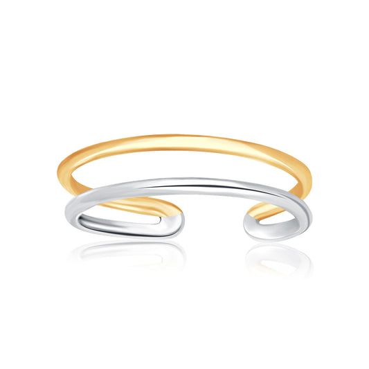 14K Two-Tone Gold Toe Ring With A Fancy Open Wire Style