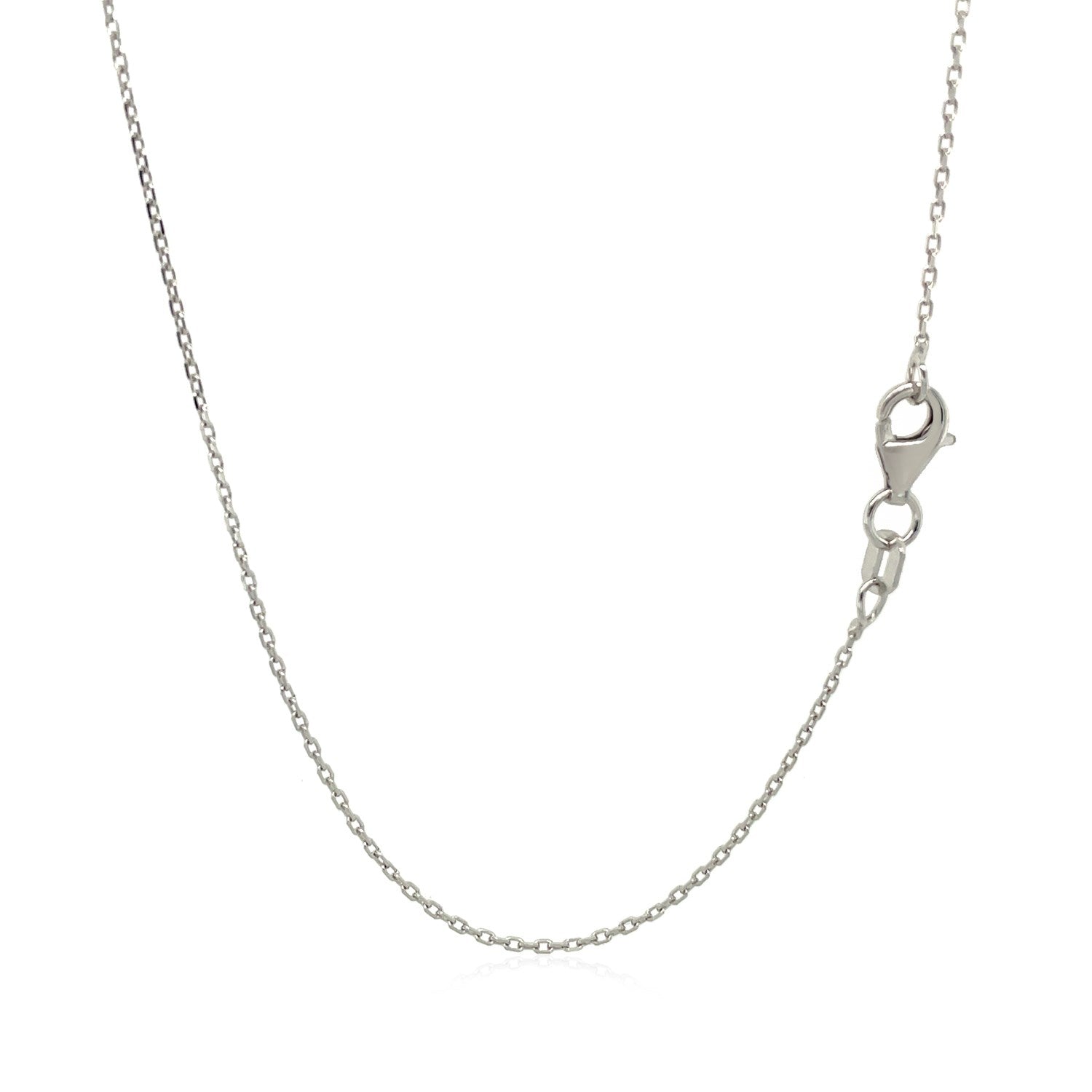 14K White Diamond Cut Cable Link Chain 0.8Mm