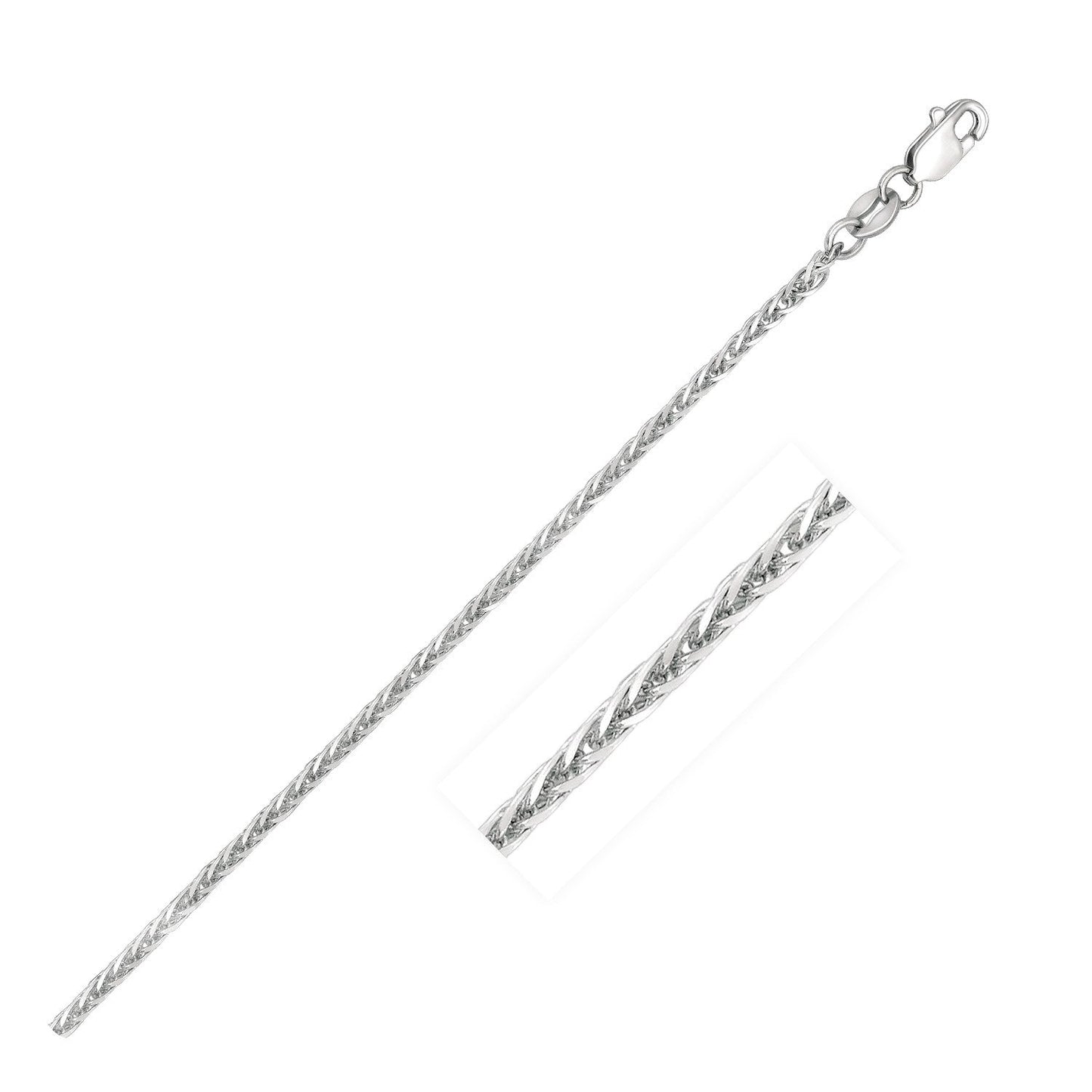 14K White Gold 1.8Mm Square Wheat Chain