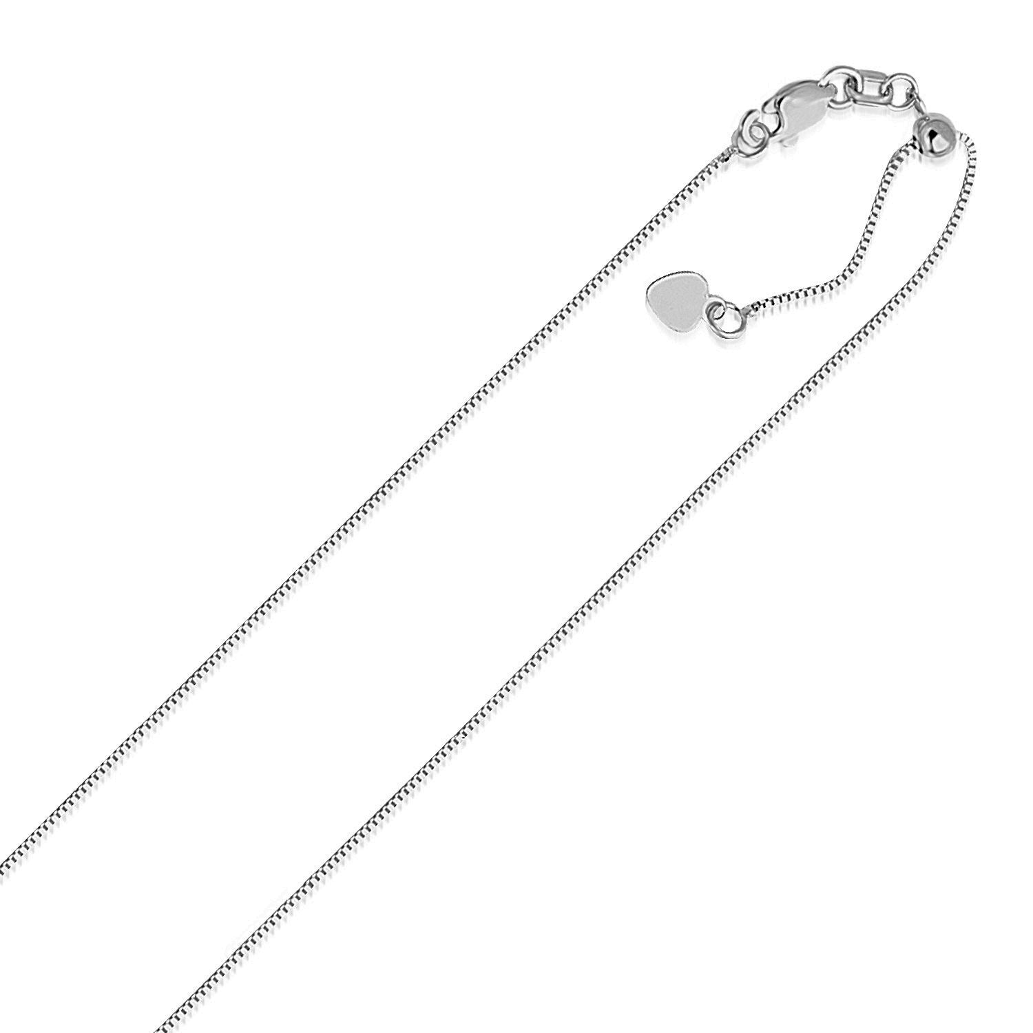 14K White Gold Adjustable Box Chain 0.7Mm