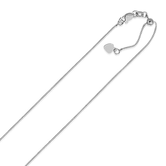 14K White Gold Adjustable Box Chain 0.7Mm